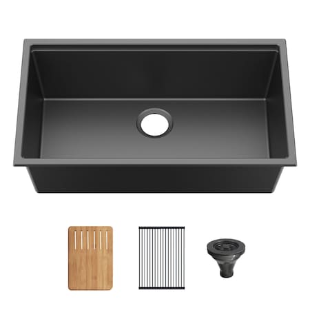 Kibi 30in Undermount Workstation Single Bowl Quartz Kitchen Sink K4-S30T